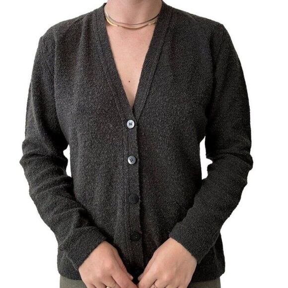 Vintage Jaeger Womens Made in Great Britain Grey Wool Preppy Cardigan sz M - Picture 7 of 9
